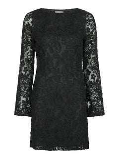Luni Mesh Flower Dress - Black
