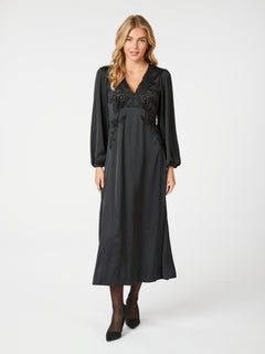 Coco Soft Satin Dress - Black