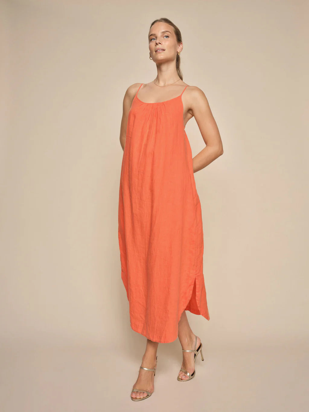 Shari Linen Strap Dress - Firecracker