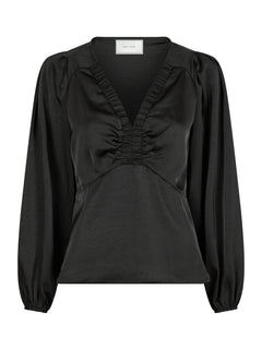 Istana Heavy Sateen Blouse - Black