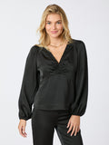 Istana Heavy Sateen Blouse - Black