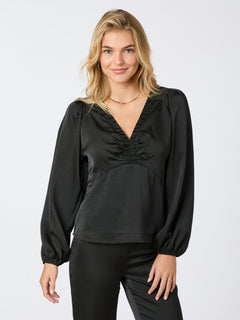 Istana Heavy Sateen Blouse - Black