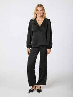 Istana Heavy Sateen Blouse - Black