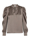 Rosslyn Heavy Sateen Blouse - Warm Grey