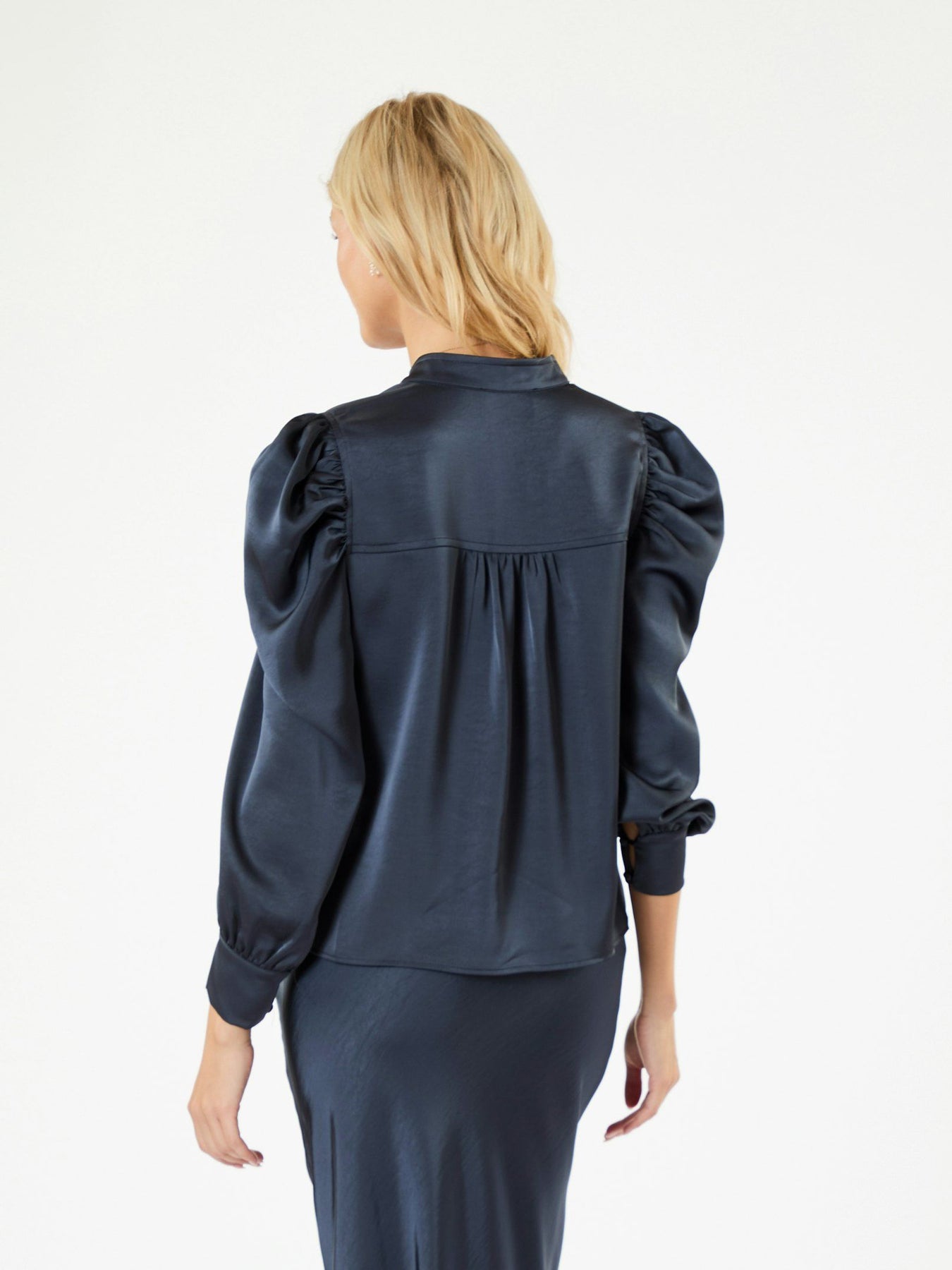Rosslyn Heavy Sateen Blouse - Midnattsblå