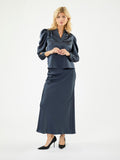 Rosslyn Heavy Sateen Blouse - Midnattsblå