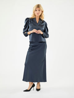 Rosslyn Heavy Sateen Blouse - Midnight Blue