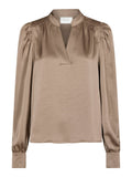 Rosslyn Heavy Sateen Blus - Dark Taupe