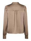 Rosslyn Heavy Sateen Blus - Dark Taupe