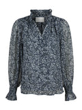 Leia Flower Graphic Blouse - Navy