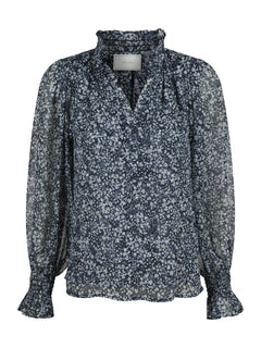 Leia Flower Graphic Blouse - Navy