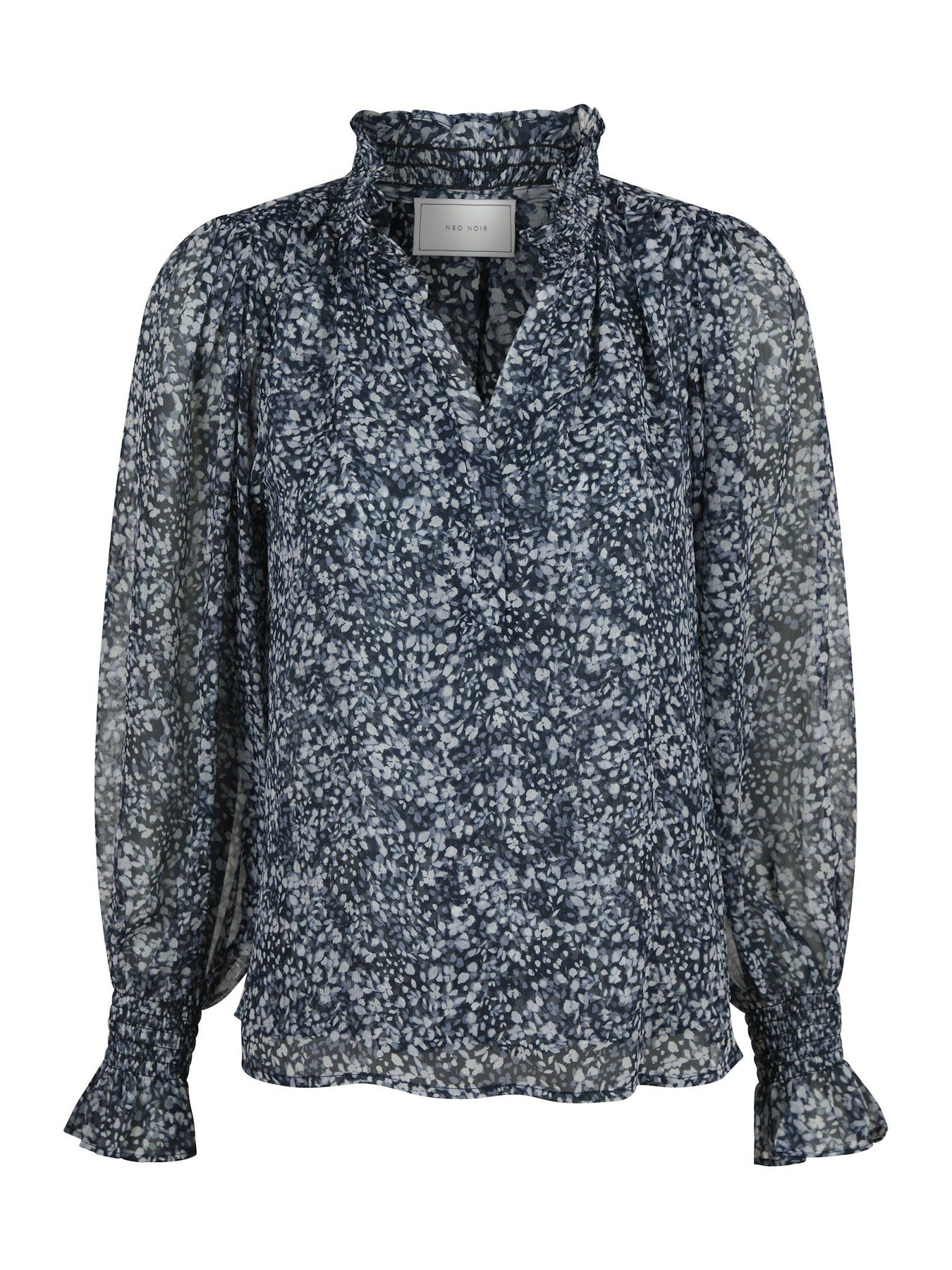 Leia Flower Graphic Blouse - Navy