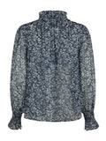 Leia Flower Graphic Blouse - Navy