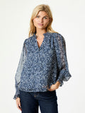 Leia Flower Graphic Blouse - Navy