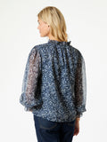 Leia Flower Graphic Blouse - Navy