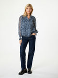 Leia Flower Graphic Blouse - Navy