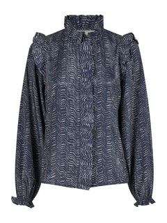 Gemmi Zigzag Duo Blouse - Midnight Blue