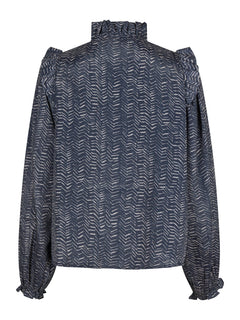 Gemmi Zigzag Duo Blouse - Midnight Blue