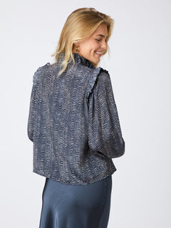 Gemmi Zigzag Duo Blouse - Midnight Blue