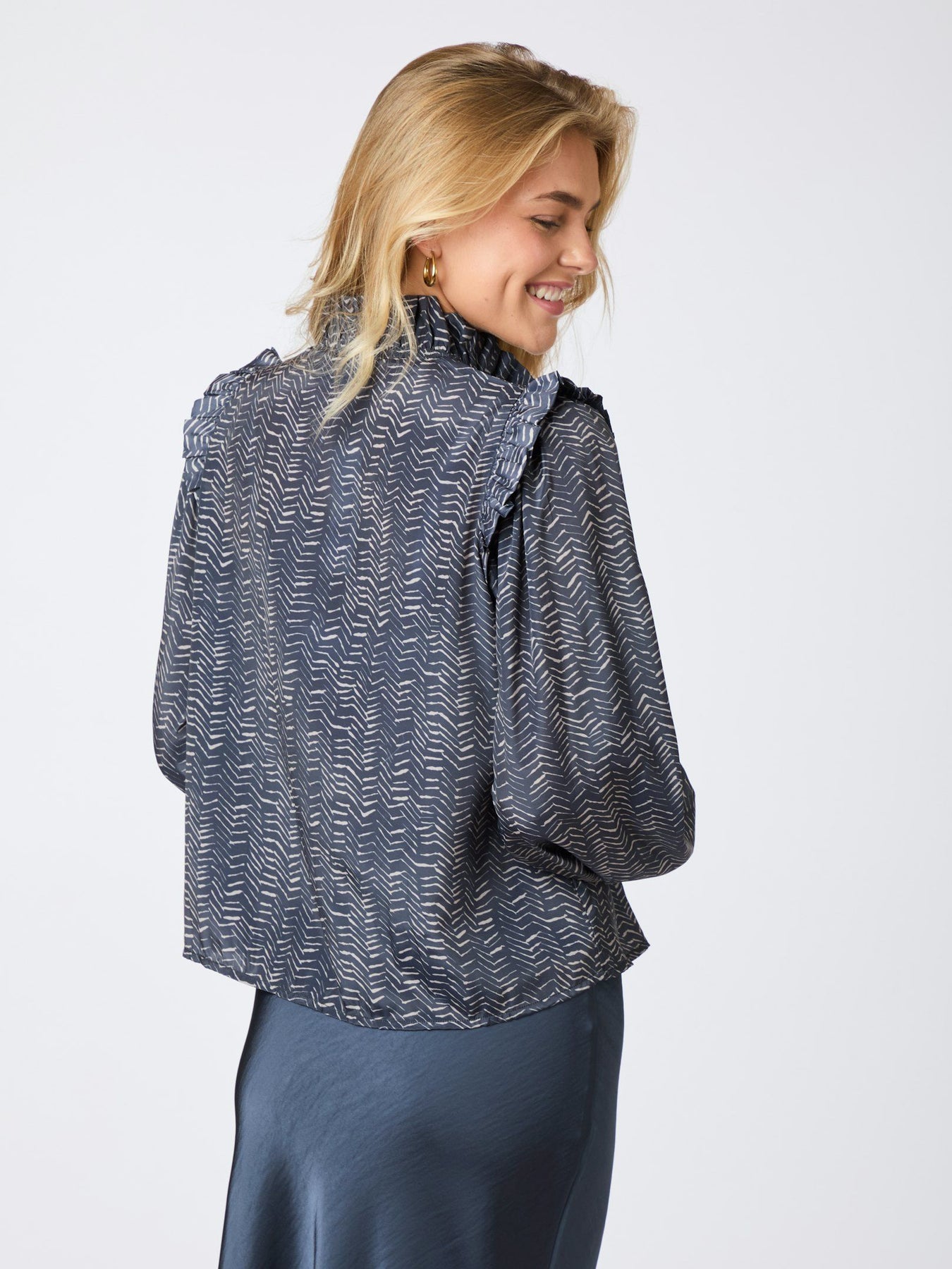 Gemmi Zigzag Duo Blouse - Midnight Blue