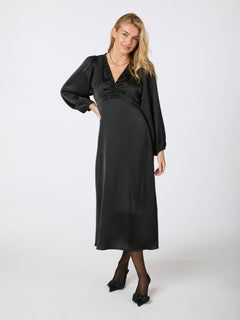 Isobel Heavy Sateen Dress - Black