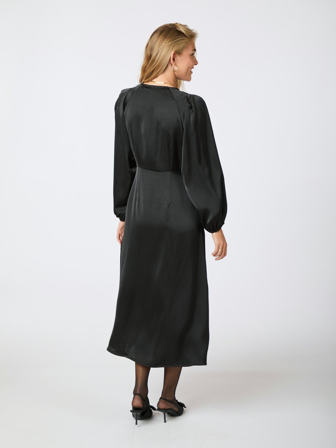 Isobel Heavy Sateen Dress - Black