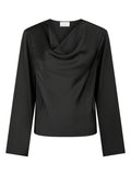 Vallista Soft Satin Blouse - Black
