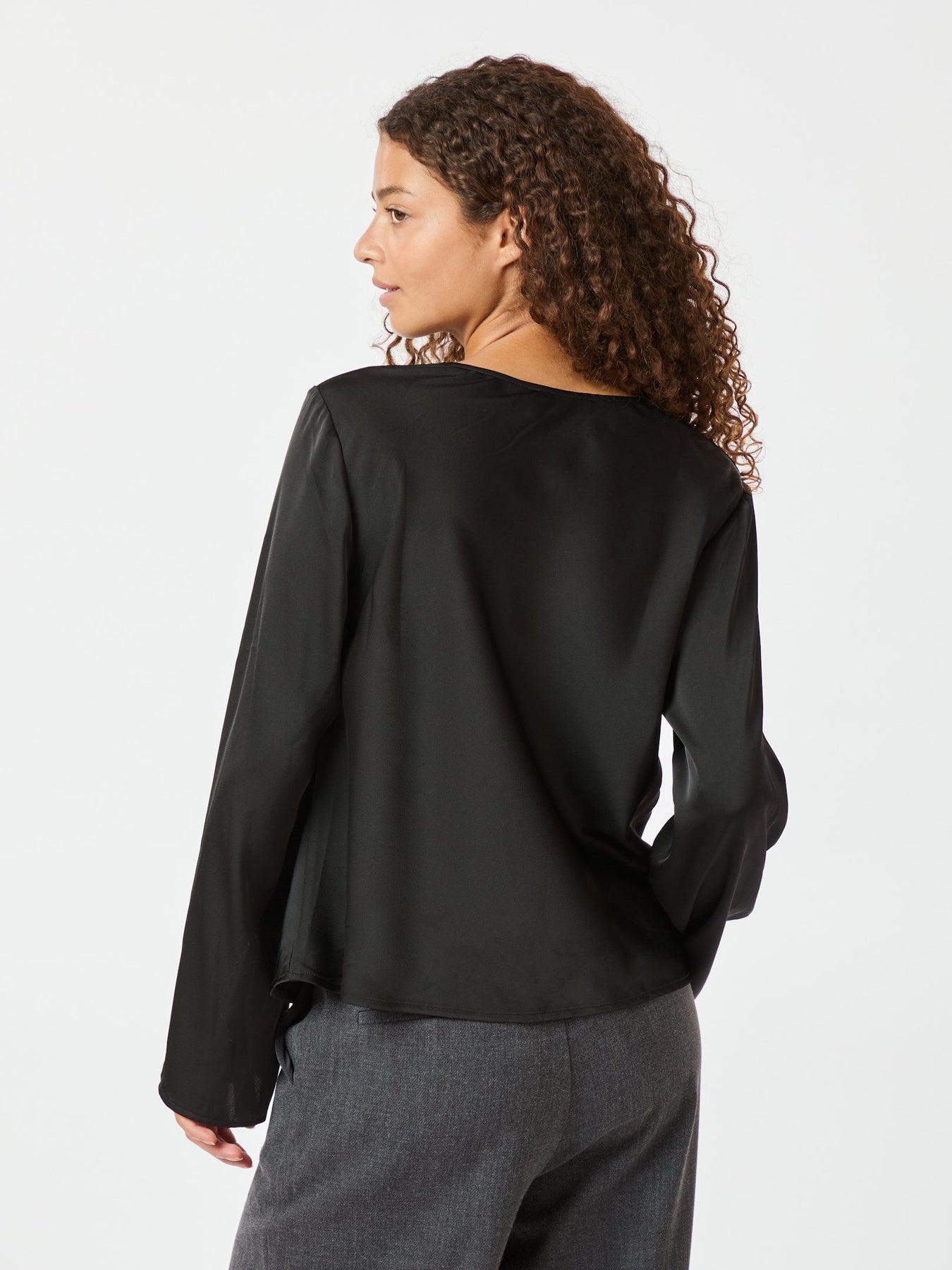 Vallista Soft Satin Blouse - Black