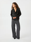 Vallista Soft Satin Blouse - Black