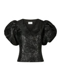 Camia Metallic Brocade Blouse - Black