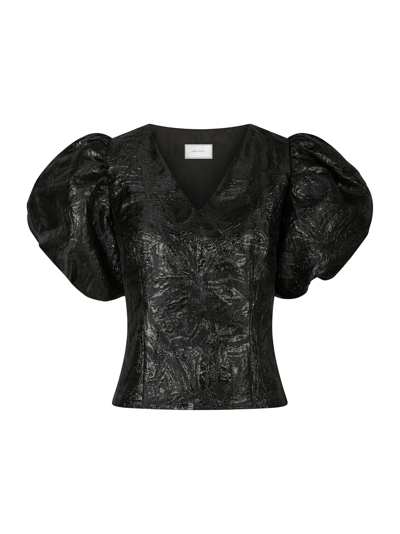 Camia Metallic Brocade Blouse - Black