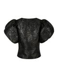 Camia Metallic Brocade Blouse - Black