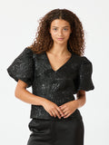 Camia Metallic Brocade Blouse - Black