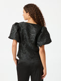 Camia Metallic Brocade Blouse - Black