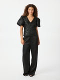 Camia Metallic Brocade Blouse - Black