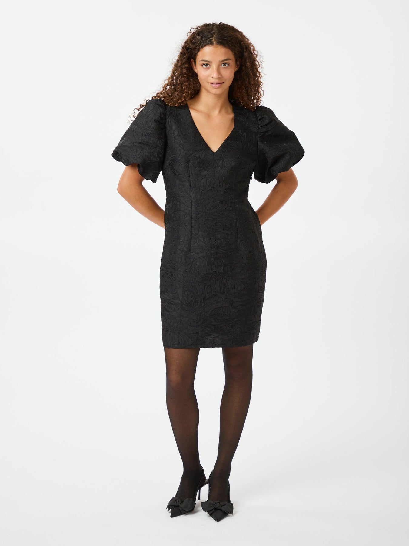 Sika Brocade Dress - Black