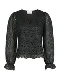 Candice Embroidery Blouse - Black