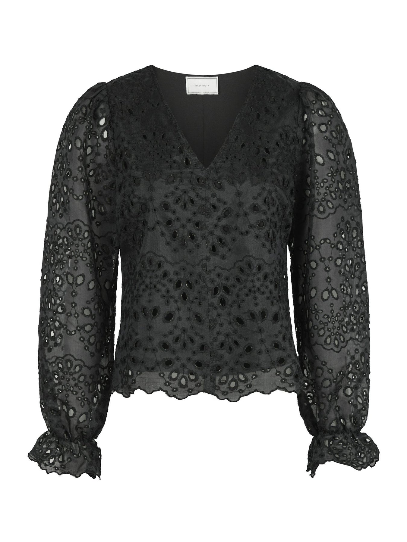 Candice Embroidery Blouse - Black
