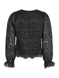 Candice Embroidery Blouse - Black
