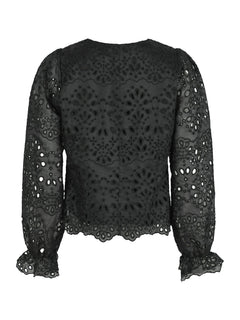 Candice Embroidery Blouse - Black