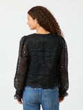 Candice Embroidery Blouse - Black