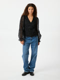 Candice Embroidery Blouse - Black