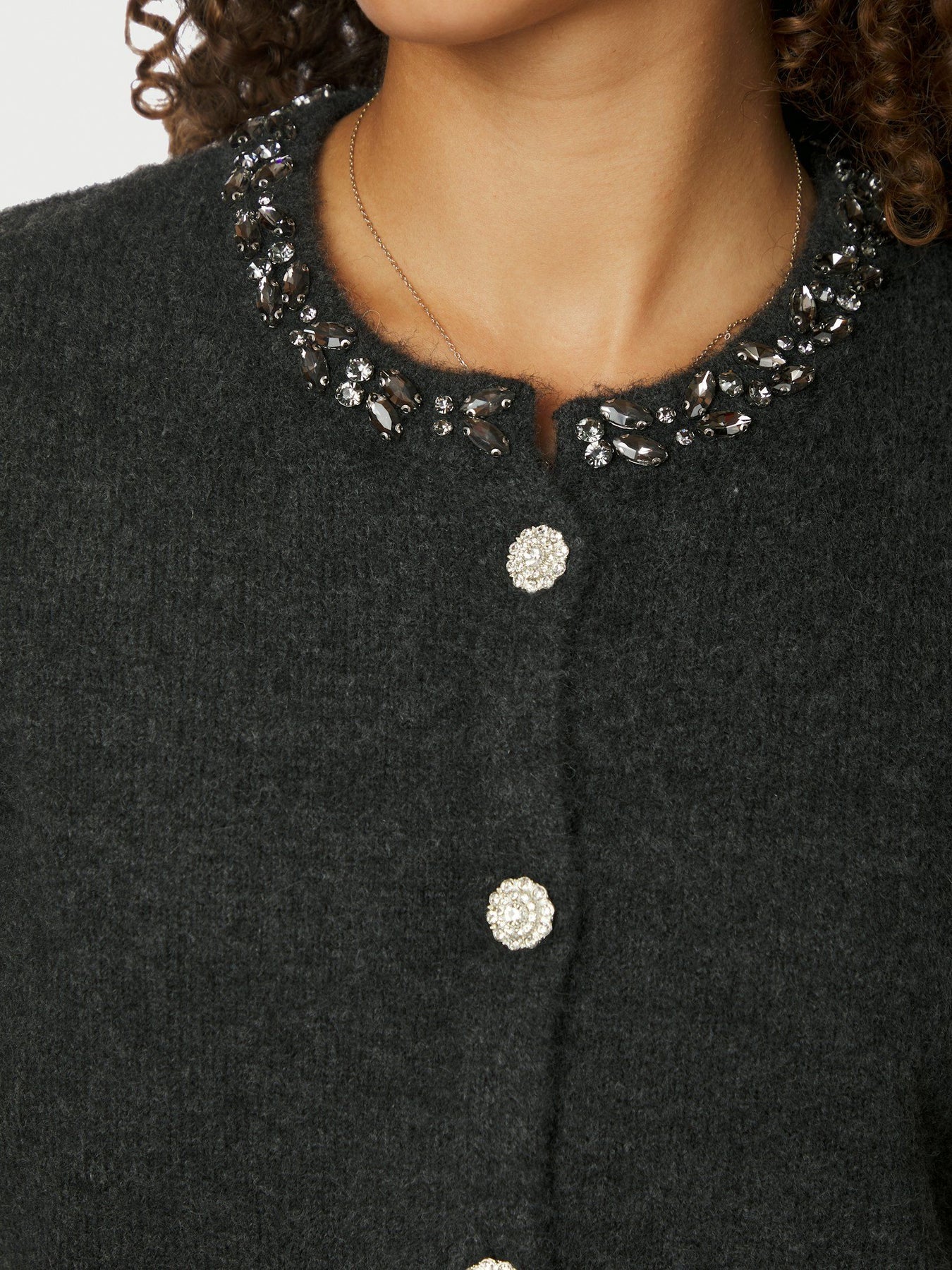 Marie Stone Stickad Kofta - Antracit