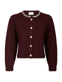 Marie Stone Knit Cardigan - Wine