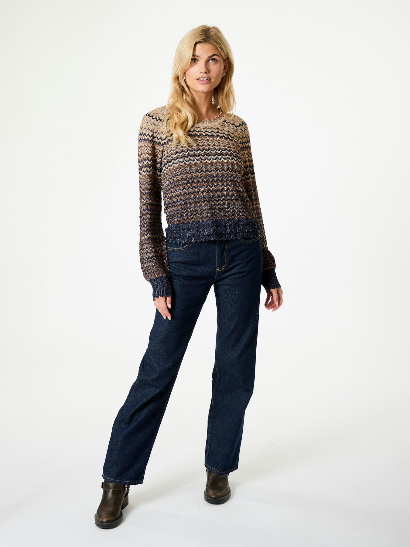 Dito Chevron Knit Blouse - Navy
