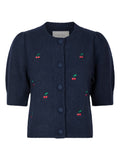 Trudy Embroidery Knit Cardigan - Navy