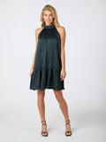 Aladia Drapy Satin Dress - Dark Blue