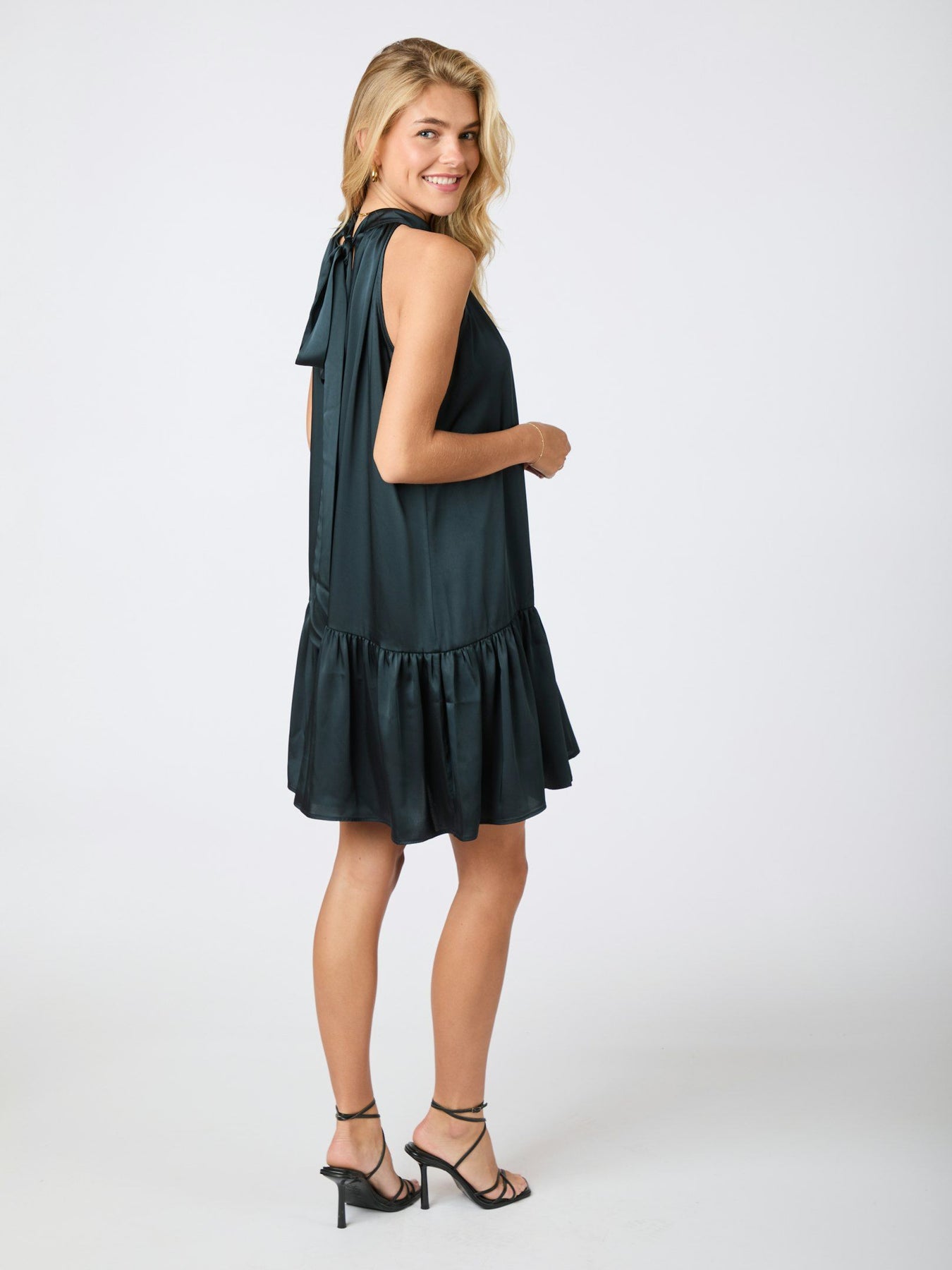 Aladia Drapy Satin Dress - Dark Blue