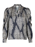 Rosslyn Paisley Drop Blouse - Navy