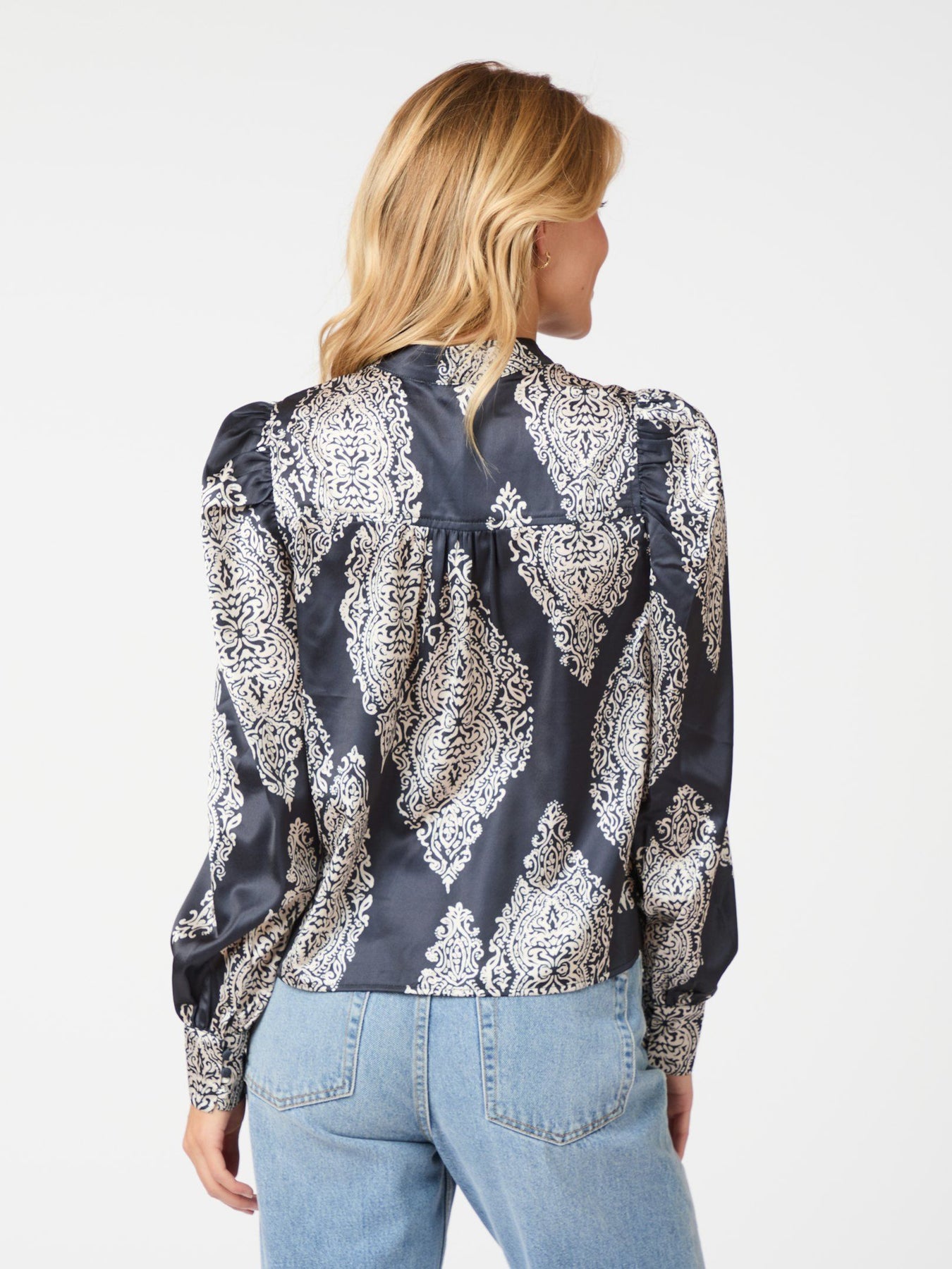 Rosslyn Paisley Drop Blouse - Navy
